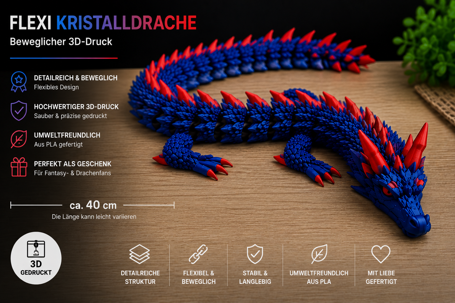 Flexi Fantasy Drache – Zweifarbig